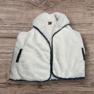 C.C White Vest with High Collar and Plush Material-Reversible